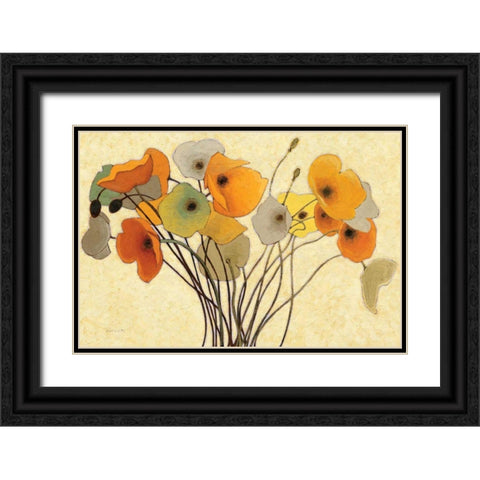 Pumpkin Poppies I Black Ornate Wood Framed Art Print with Double Matting by Novak, Shirley
