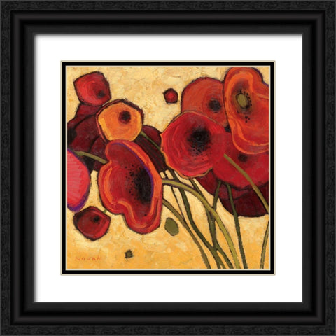 Poppies WIldly I Black Ornate Wood Framed Art Print with Double Matting by Novak, Shirley