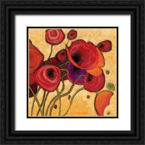 Poppies Wildly II Black Ornate Wood Framed Art Print with Double Matting by Novak, Shirley