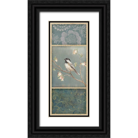 Black Capped Chickadee - Wag Black Ornate Wood Framed Art Print with Double Matting by Nai, Danhui