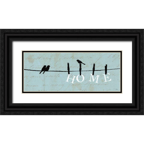 Birds on a Wire - Home Black Ornate Wood Framed Art Print with Double Matting by Pela
