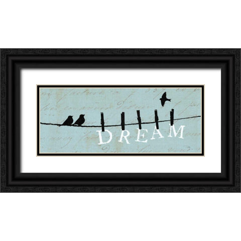 Birds on a Wire - Dream Black Ornate Wood Framed Art Print with Double Matting by Pela