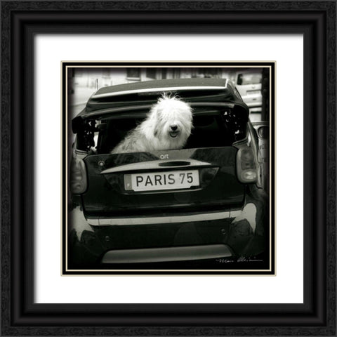 Paris Dog I Black Ornate Wood Framed Art Print with Double Matting by Olivier, Marc