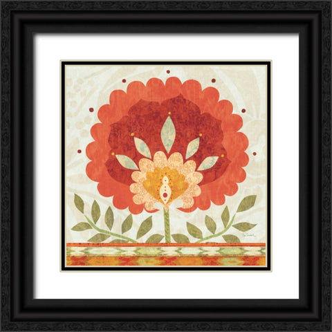 Ikat Bloom II Black Ornate Wood Framed Art Print with Double Matting by Schlabach, Sue