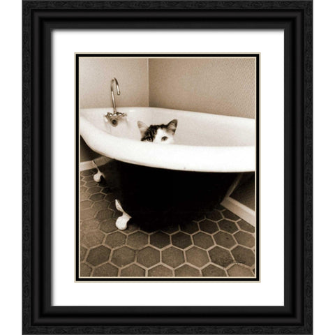 Kitty III Black Ornate Wood Framed Art Print with Double Matting by Dratfield, Jim