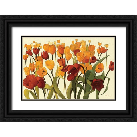Tulipomania Black Ornate Wood Framed Art Print with Double Matting by Novak, Shirley
