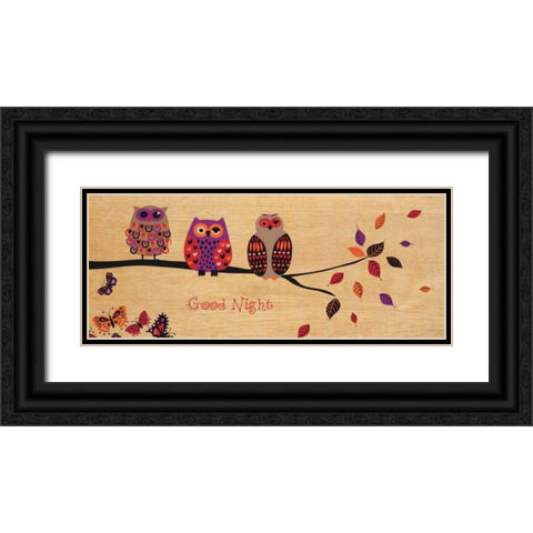 Good Night Owl Black Ornate Wood Framed Art Print with Double Matting by Wild Apple Portfolio