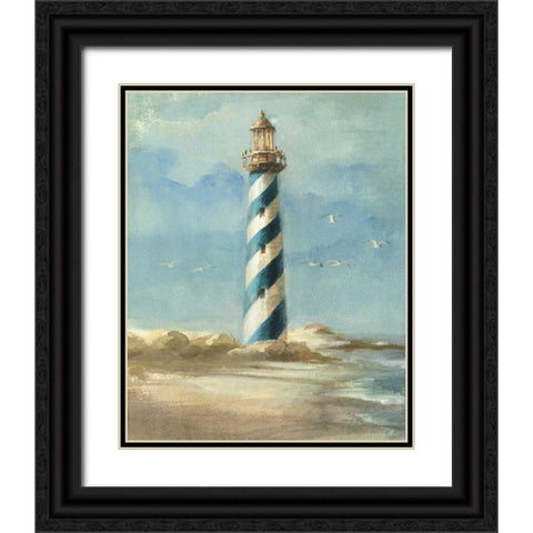 Lighthouse I Black Ornate Wood Framed Art Print with Double Matting by Nai, Danhui