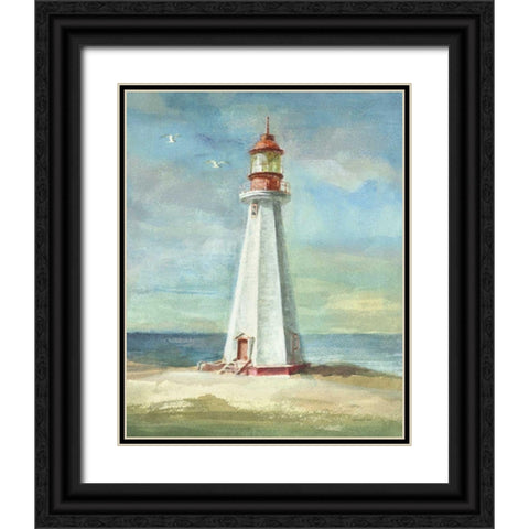 Lighthouse III Black Ornate Wood Framed Art Print with Double Matting by Nai, Danhui