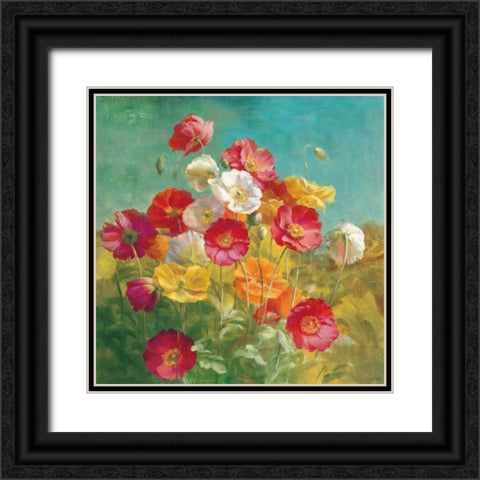 Poppies in the Field Black Ornate Wood Framed Art Print with Double Matting by Nai, Danhui