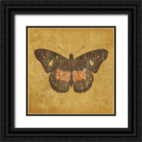 Ochre Butterfly Black Ornate Wood Framed Art Print with Double Matting by Pertiet, Katie