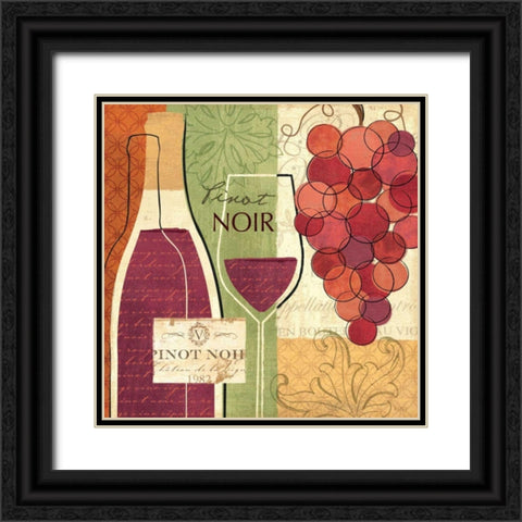 Wine and Grapes I Black Ornate Wood Framed Art Print with Double Matting by Charron, Veronique