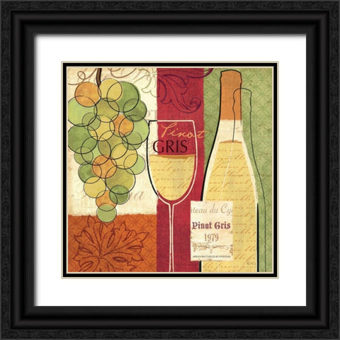 Wine and Grapes II Black Ornate Wood Framed Art Print with Double Matting by Charron, Veronique