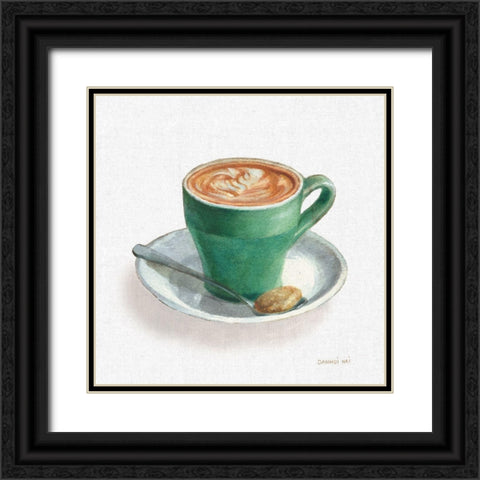 Wake Me Up Coffee II Linen Black Ornate Wood Framed Art Print with Double Matting by Nai, Danhui