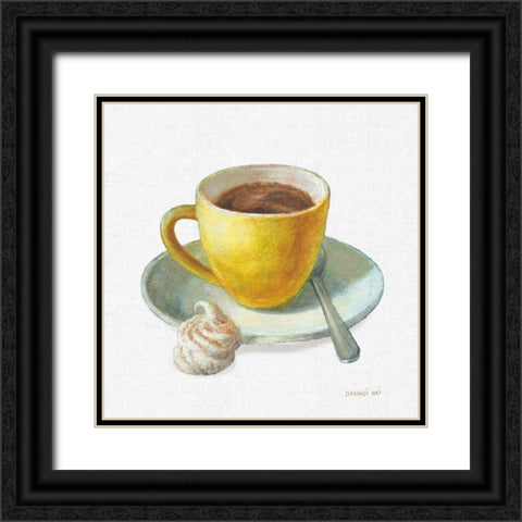 Wake Me Up Coffee IV Linen Black Ornate Wood Framed Art Print with Double Matting by Nai, Danhui