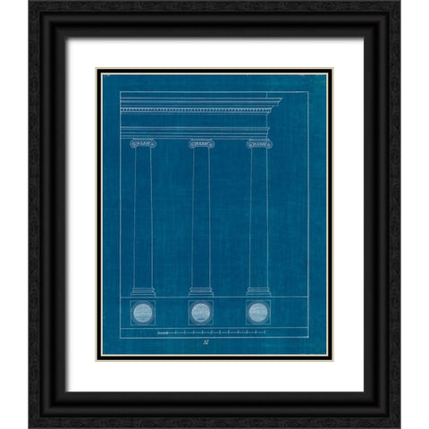 Architectural Columns III Blueprint Black Ornate Wood Framed Art Print with Double Matting by Wild Apple Portfolio