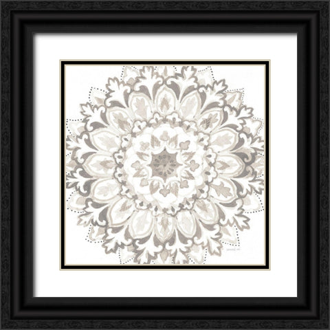 Mandala Delight II Neutral Crop Black Ornate Wood Framed Art Print with Double Matting by Nai, Danhui