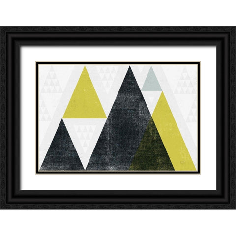 Mod Triangles I Yellow Black Black Ornate Wood Framed Art Print with Double Matting by Mullan, Michael