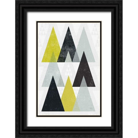Mod Triangles IV Yellow Black Black Ornate Wood Framed Art Print with Double Matting by Mullan, Michael