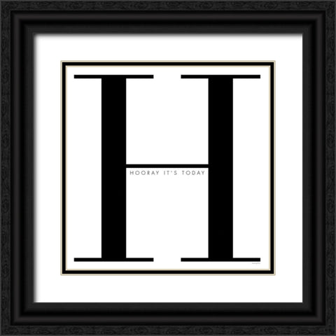 H is for Hooray on White Black Ornate Wood Framed Art Print with Double Matting by Charro, Mercedes Lopez