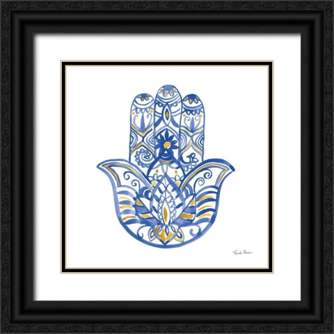 Hamsa I Black Ornate Wood Framed Art Print with Double Matting by Zaman, Farida