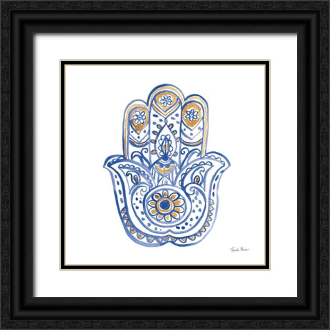 Hamsa II Black Ornate Wood Framed Art Print with Double Matting by Zaman, Farida