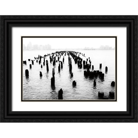 Memory Piers Black Ornate Wood Framed Art Print with Double Matting by Aledanda