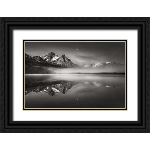 Moonset on McGown Peak Black Ornate Wood Framed Art Print with Double Matting by Majchrowicz, Alan