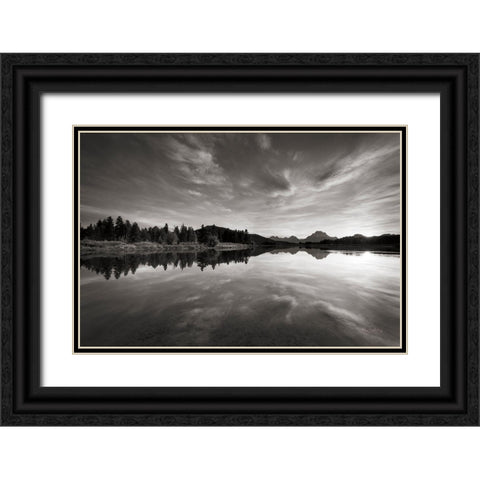 Oxbow Bend sunset Grand Teton National Park Black Ornate Wood Framed Art Print with Double Matting by Majchrowicz, Alan