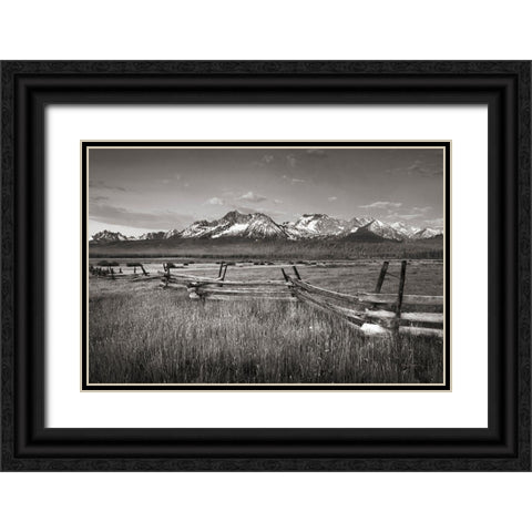 Stanley Basin Fence Black Ornate Wood Framed Art Print with Double Matting by Majchrowicz, Alan