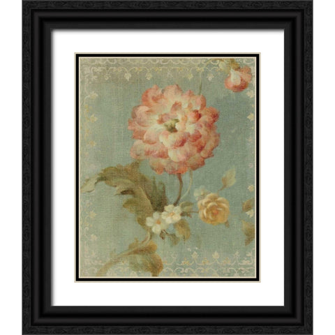 Poppy on Sage Black Ornate Wood Framed Art Print with Double Matting by Nai, Danhui