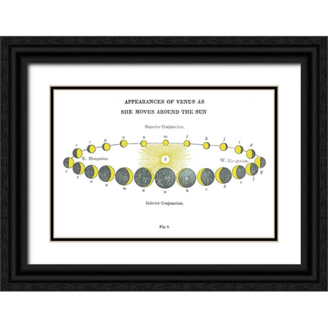 Solar Venus Chart Bright Black Ornate Wood Framed Art Print with Double Matting by Wild Apple Portfolio