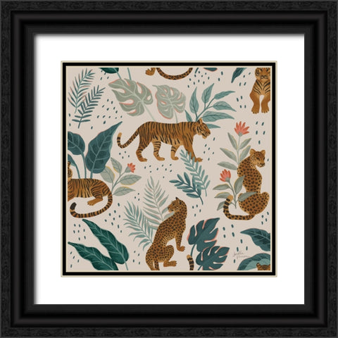 Big Cat Beauty Pattern IA Black Ornate Wood Framed Art Print with Double Matting by Penner, Janelle