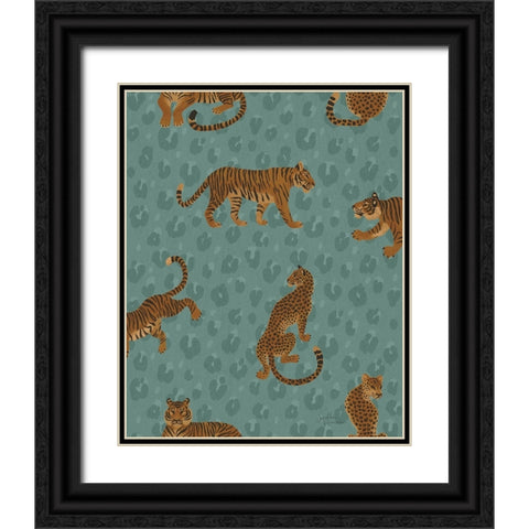 Big Cat Beauty Pattern IID Black Ornate Wood Framed Art Print with Double Matting by Penner, Janelle