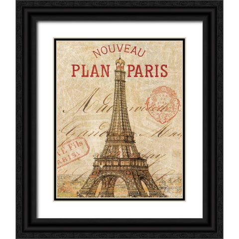 Letter from Paris Black Ornate Wood Framed Art Print with Double Matting by Wild Apple Portfolio