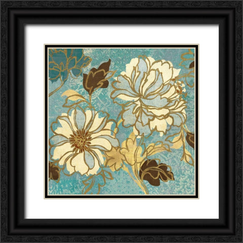 Sophias Flowers I - Blue Black Ornate Wood Framed Art Print with Double Matting by Wild Apple Portfolio
