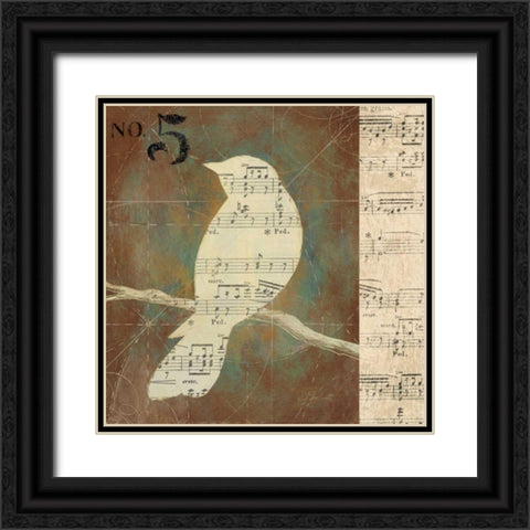 Bird Silhouette II Black Ornate Wood Framed Art Print with Double Matting by D Salusti