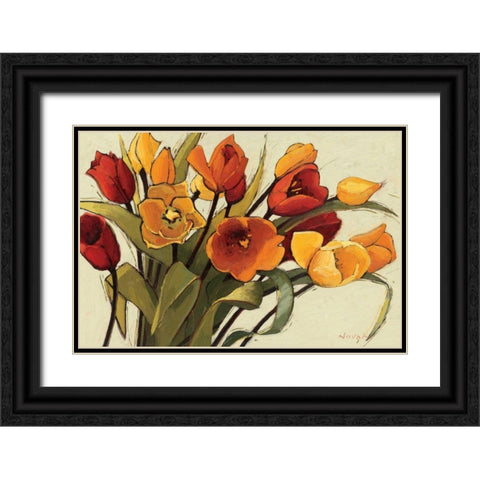 Tulip Time Black Ornate Wood Framed Art Print with Double Matting by Novak, Shirley