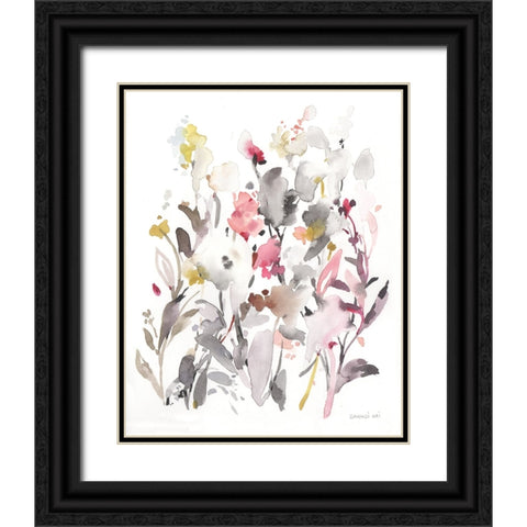 Breezy Florals I Black Ornate Wood Framed Art Print with Double Matting by Nai, Danhui