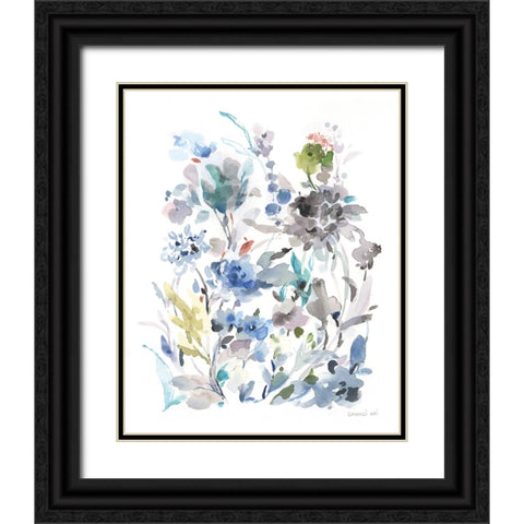 Breezy Florals II Black Ornate Wood Framed Art Print with Double Matting by Nai, Danhui