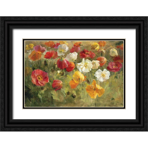 Poppy Field Black Ornate Wood Framed Art Print with Double Matting by Nai, Danhui