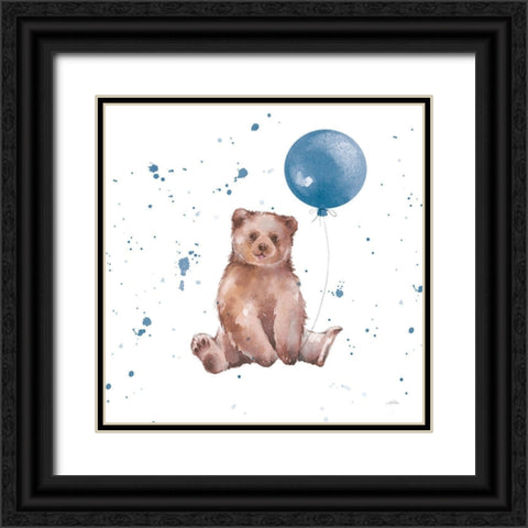 Festive Bear Blue Sq Black Ornate Wood Framed Art Print with Double Matting by Pete, Katrina
