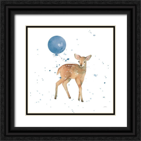 Festive Fawn Blue Sq Black Ornate Wood Framed Art Print with Double Matting by Pete, Katrina