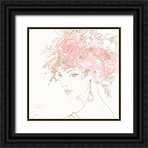 Floral Figures II Pink Gold Sq Black Ornate Wood Framed Art Print with Double Matting by Tavoletti, Anne