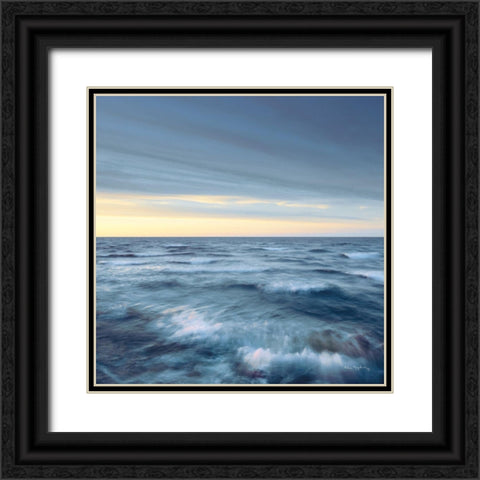 Lake Superior Waves Navy Crop Black Ornate Wood Framed Art Print with Double Matting by Majchrowicz, Alan