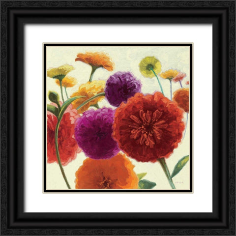 Pure Palette Zinnias Black Ornate Wood Framed Art Print with Double Matting by Novak, Shirley