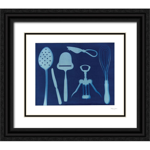 Cyanotype Kitchen XV Black Ornate Wood Framed Art Print with Double Matting by Green, Nancy