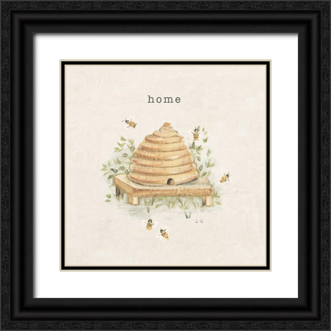 Garden Bees Black Ornate Wood Framed Art Print with Double Matting by Blum, Cheri
