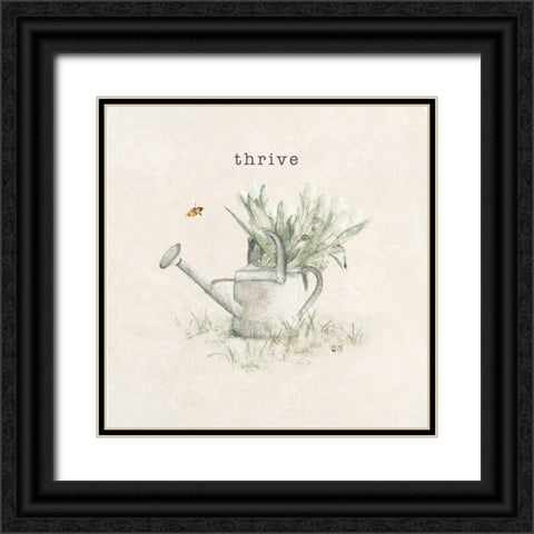 Garden Watering Can Black Ornate Wood Framed Art Print with Double Matting by Blum, Cheri