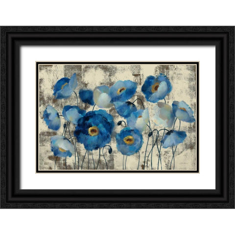 Aquamarine Floral Black Ornate Wood Framed Art Print with Double Matting by Vassileva|Silvia